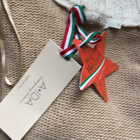 A.IDA open front w/toggle long sweater cardigan wool blend beige - Picture 6 of 10